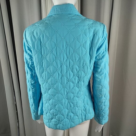 Requirements Sky Blue Quilted Lightweight Snap Up Outdoor Coat Jacket Size Small - Picture 4 of 12